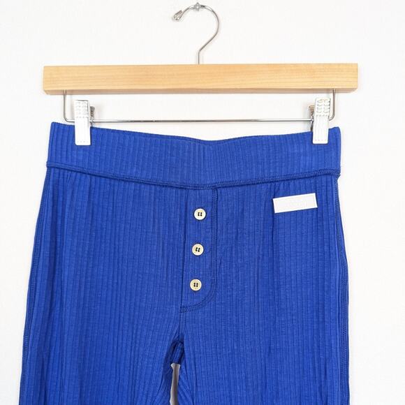 Ganni Royal Blue Tencel Ribbed Stirrup Leggings Size M - Picture 4 of 9
